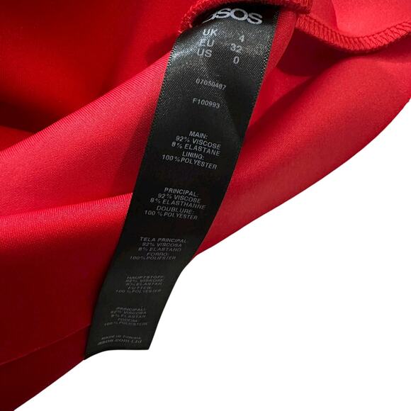 Asos Red One Shoulder Mini Dress Women's Size 0 | 23-27-2 - Picture 4 of 6
